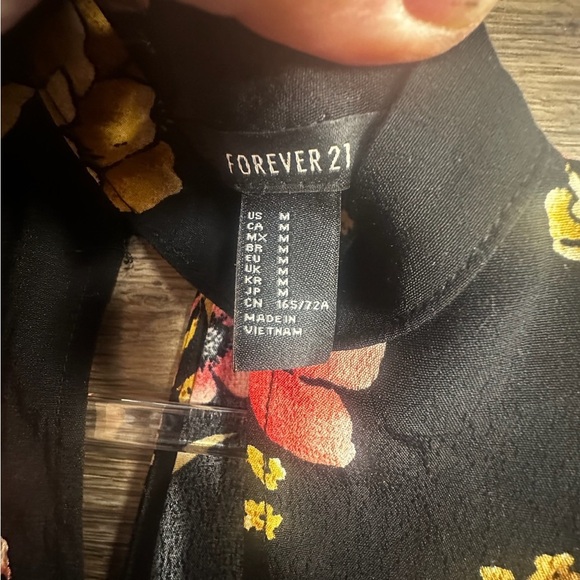 Forever 21 Black and Pink Floral Cut Out Long Sleeve Romper - Picture 8 of 10